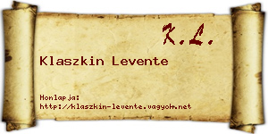 Klaszkin Levente névjegykártya